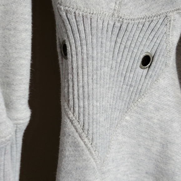 TNA Aritzia v-neck hoodie heathered grey ribbed knit sleeve cuffs & band xxs - Picture 4 of 10